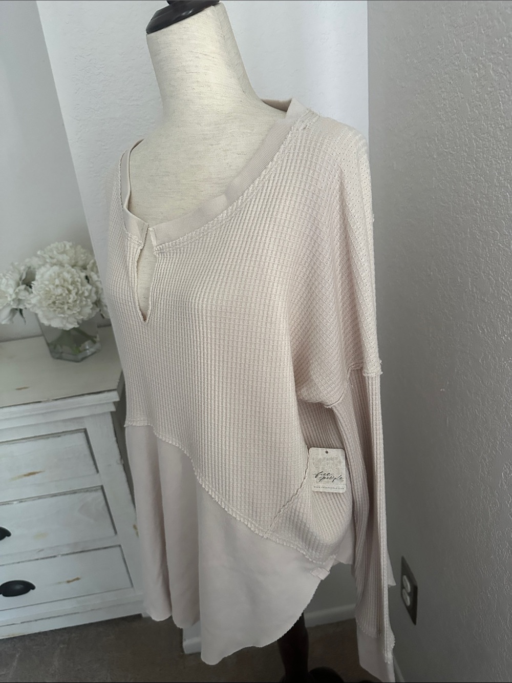 NWT- Free People Monterey Thermal Waffle knit Top (M) - Picture 4 of 7